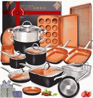 🍳 home hero 23pc copper cookware set - copper pots and pans set, ceramic coated, nonstick induction cookware, pot and pan set logo