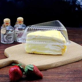 img 1 attached to Convenient & Clear: 100 Pcs Hinged Cheesecake Container for Small Pies, Cakes & More