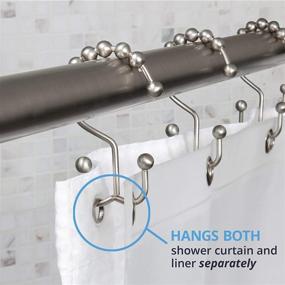 img 3 attached to 🚿 Rust-Resistant Metal Double Roller Glide Hooks for Bathroom Shower - Maytex Curtain Rings, Set of 12 in Brushed Nickel