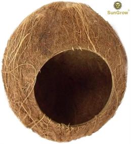 img 3 attached to 🐹 SunGrow 14-16 Inch Coconut Shell House: Ideal Hiding & Climbing Toy for Hamsters, Mice, Rats, Gerbils - Raw Coco Husk, Pet Chew Toy