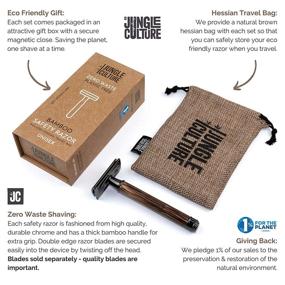 img 1 attached to Jungle Culture Bamboo Safety Razor - Premium Eco Friendly Razor & Travel Bag - Fits All Double Edge Razor Blades - Single Blade Reusable Razor - Plastic Free & Zero Waste Shaving