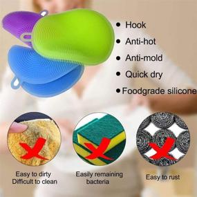 img 2 attached to EVSOFMLF Silicone Sponge 9 Pack: Highly Efficient Dish Cleaning Sponges for Kitchen