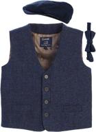 👔 stylish gioberti kids and boys 3pc tweed vest set with matching cap and bow tie logo