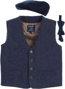 img 4 attached to 👔 Stylish Gioberti Kids and Boys 3pc Tweed Vest Set with Matching Cap and Bow Tie