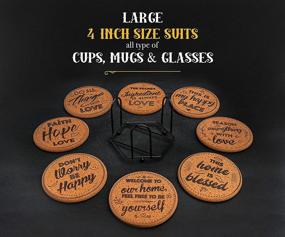 img 1 attached to 🍻 Absorbent Cork Coasters with Holder - Set of 8 Large Round Outdoor Cup Coasters for Table Protection, Coffee Trivet, Cups, and Mugs - Cute & Funny Coaster Gift