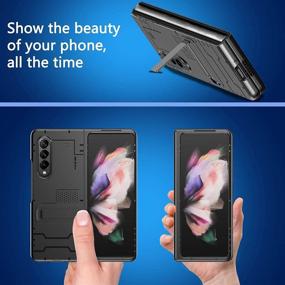 img 3 attached to 📱 Milomdoi Folding Stand Design Samsung Galaxy Z Fold 3 5G Case, Sleek PC Foldable Ultra-Thin Phone Case with Bracket, Long-lasting, Non-Slip, Anti-Fingerprint for Galaxy Z Fold 3 Case, Black