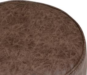 img 2 attached to 🛋️ Kearney Round Pouf by SIMPLIHOME - Distressed Brown Faux Leather Upholstered Footstool for Living Room, Bedroom, and Kids Room - Transitional & Modern Design