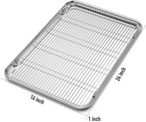 img 2 attached to Bastwe Large Set Baking Sheet and Cooling Rack: Professional 24L x 16W x 1H inch Bakeware - Healthy, Nontoxic, Rustproof, and Easy to Clean