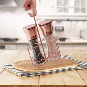 img 3 attached to Bonris Copper Stainless Steel Salt and Pepper Grinder Set - Manual Himalayan Pink Salt Mill with Adjustable Coarseness - Clear Glass Body - Pack of 2 - Salt and Pepper Shakers