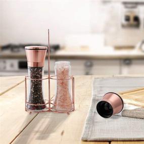 img 2 attached to Bonris Copper Stainless Steel Salt and Pepper Grinder Set - Manual Himalayan Pink Salt Mill with Adjustable Coarseness - Clear Glass Body - Pack of 2 - Salt and Pepper Shakers