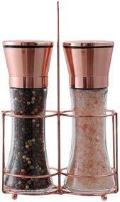 img 4 attached to Bonris Copper Stainless Steel Salt and Pepper Grinder Set - Manual Himalayan Pink Salt Mill with Adjustable Coarseness - Clear Glass Body - Pack of 2 - Salt and Pepper Shakers