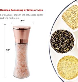 img 1 attached to Bonris Copper Stainless Steel Salt and Pepper Grinder Set - Manual Himalayan Pink Salt Mill with Adjustable Coarseness - Clear Glass Body - Pack of 2 - Salt and Pepper Shakers