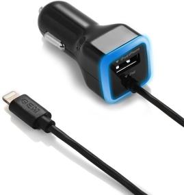 img 4 attached to Apple MFI Certified iPhone Car Charger with Extra USB Port - Compatible with iPhone X/8/7/6/SE, iPad Pro/Air Mini 3 (Black)