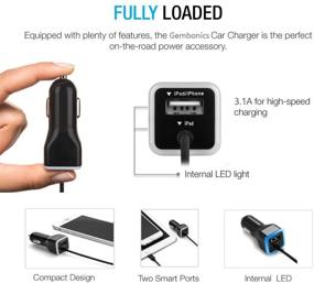 img 2 attached to Apple MFI Certified iPhone Car Charger with Extra USB Port - Compatible with iPhone X/8/7/6/SE, iPad Pro/Air Mini 3 (Black)