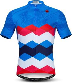 img 4 attached to 🏼 Multicolored Diamond Men's Cycling Jersey: Stylish Short Sleeve Bike Clothing