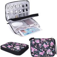 👜 waterproof portable cable organizer bag - universal electronics accessories organizer for travel - l, black/flower design logo