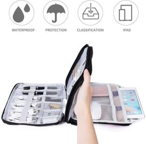 img 2 attached to 👜 Waterproof Portable Cable Organizer Bag - Universal Electronics Accessories Organizer for Travel - L, Black/Flower Design