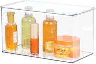 📦 mdesign stackable bathroom storage box with lid - clear container for organizing toiletries and accessories - 7" high logo