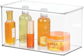 img 4 attached to 📦 mDesign Stackable Bathroom Storage Box with Lid - Clear Container for Organizing Toiletries and Accessories - 7" High