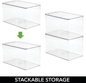 img 2 attached to 📦 mDesign Stackable Bathroom Storage Box with Lid - Clear Container for Organizing Toiletries and Accessories - 7" High