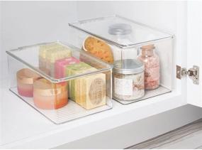 img 3 attached to 📦 mDesign Stackable Bathroom Storage Box with Lid - Clear Container for Organizing Toiletries and Accessories - 7" High