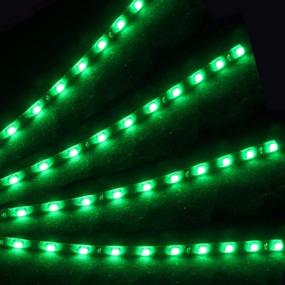 img 3 attached to ESUPPORT Green 12V 15 Led 30Cm Car Flexible Waterproof Underbody Light Strip Decoration Pack Of 4