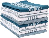 🛋️ kaf home soho kitchen dish towel set - 10 tea towels, 18 x 28 inch - soft & absorbent mixed set of flat towels in teal logo