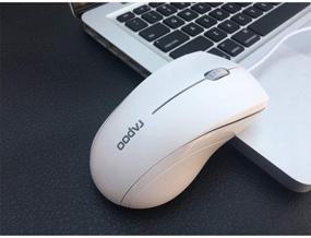 img 1 attached to 🐭 Rapoo N1600 Quiet Wired Mouse - 3-Button 1000DPI Optical Mouse, Ergonomic Shape, Quiet Button, Matte White - Ideal for Desktop Computers & Laptops