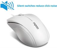 🐭 rapoo n1600 quiet wired mouse - 3-button 1000dpi optical mouse, ergonomic shape, quiet button, matte white - ideal for desktop computers & laptops logo