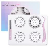 👁️ lanvier home use diy eyelash extension kit - 48 clusters of glue-bonded lash extensions for fluttery, natural look - volume lashes in 10mm, 12mm, and 14mm effect logo