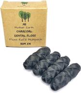 🌱 vegan biodegradable bamboo charcoal dental floss refill | natural candelilla wax | 33yds x4 | peppermint essential oil | eco friendly oral care | 4 pack - zero waste logo