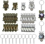 owl pendant trays kit with glass dome tiles, 🦉 pendant buckles, and blank bezels for jewelry making - 50 pcs logo