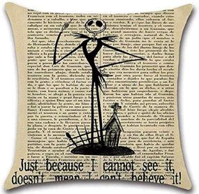 img 3 attached to 🖤 Romantic Nightmare Before Christmas Decorative Throw Pillow Covers: Vintage Newspaper Background Pillow Case Cushion for Unique Special Day Memories