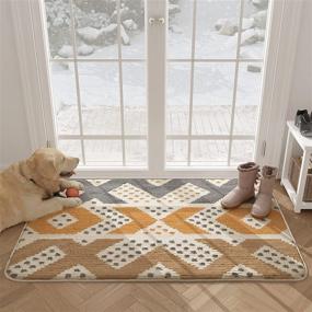 img 4 attached to 🚪 Waterproof, Non-Slip Color&amp;Geometry Indoor Door Mat - 24"x36" - Absorb Moisture & Resist Dirt - Perfect for Entrance & Front Door - Washable & Durable