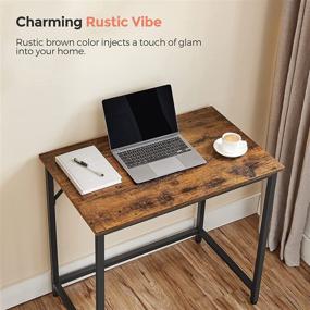 img 2 attached to 🖥️ VASAGLE ALINRU Computer Desk, 31.5-Inch Writing Desk, Small Home Office Study Workstation, Industrial Style Laptop Table, Easy Assembly, Steel Frame, Rustic Brown/Black ULWD038B01