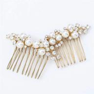 💍 asooll gold pearl hair comb for wedding, bride crystal headpiece with bridal rhinestone hair clip - hair accessories set for women and girls (pack of 2) logo