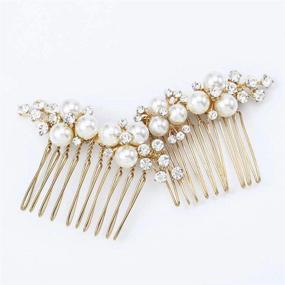 img 4 attached to 💍 Asooll Gold Pearl Hair Comb for Wedding, Bride Crystal Headpiece with Bridal Rhinestone Hair Clip - Hair Accessories Set for Women and Girls (Pack of 2)