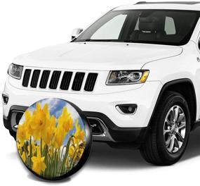 img 1 attached to 🌼 Beautiful Yellow Daffodils Spring Spare Tire Cover – Waterproof, Dust-Proof, UV Sun Wheel Tire Cover for Jeep, Trailer, RV, SUV, and Various Vehicles (14 Inch)