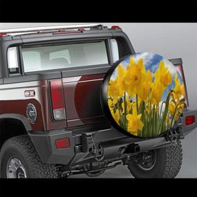 img 3 attached to 🌼 Beautiful Yellow Daffodils Spring Spare Tire Cover – Waterproof, Dust-Proof, UV Sun Wheel Tire Cover for Jeep, Trailer, RV, SUV, and Various Vehicles (14 Inch)