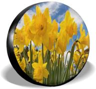 🌼 beautiful yellow daffodils spring spare tire cover – waterproof, dust-proof, uv sun wheel tire cover for jeep, trailer, rv, suv, and various vehicles (14 inch) logo