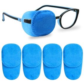 img 4 attached to 👶 Kids Eye Patches: 4 Pack Right & Left Eye Patches for Glasses, Amblyopia, Lazy Eye, Strabismus, Surgery Recovery - Blue