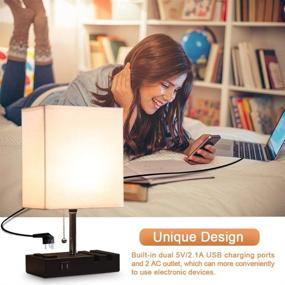 img 2 attached to 🛋️ Lifeholder Bedside Lamps: 2 Phone Stands, 2 USB Ports, 2 AC Outlets – Set of 2 Nightstand Lamps with Warm LED Bulbs and Exquisite Design for Bedroom or Living Room