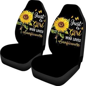 img 4 attached to 🌻 Stylish Sunflower Car Seat Cover for Women & Girls - Ultimate Vehicle Protection for Trucks, SUVs, Sedans & Vans - 2PCS Set!