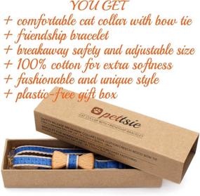 img 1 attached to 🐱 Pettsie Breakaway Cat Collar Bowtie and Friendship Bracelet Set - Includes Gift Box, Made of Durable 100% Cotton, Features D-Ring for Accessories, Lightweight, Comfortable, Soft - Adjustable Size 8-11 Inch