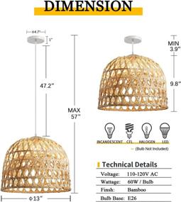 img 3 attached to 🌿 SkyTalent Woven Bamboo Pendant Light: Natural Hand Woven Rattan Chandelier for Dining Room & Bedroom