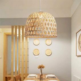 img 2 attached to 🌿 SkyTalent Woven Bamboo Pendant Light: Natural Hand Woven Rattan Chandelier for Dining Room & Bedroom