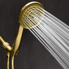 img 3 attached to 🚿 ShowerMaxx Luxury Spa Series: 6 Spray Settings Hand Held Shower Head with Long Stainless Steel Hose, Polished Brass/Gold Finish