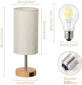 img 1 attached to 🛏️ USB Port Bedside Lamp - Touch Control Wood Table Lamp for Bedroom, 3 Way Dimmable Nightstand Lamp with Flaxen Fabric Shade, Perfect for Living Room, Dorm, Home Office (Includes LED Bulb)