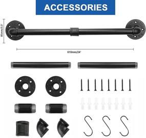 img 3 attached to 🛠️ 24 Inch Heavy Duty Industrial Pipe Towel Bar Holder - Wall Mounted Rustic Iron Bathroom Towel Rack - Black Finish