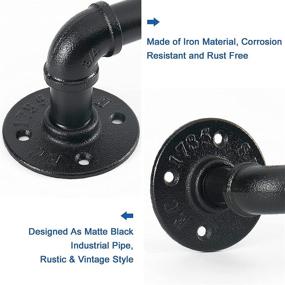 img 2 attached to 🛠️ 24 Inch Heavy Duty Industrial Pipe Towel Bar Holder - Wall Mounted Rustic Iron Bathroom Towel Rack - Black Finish